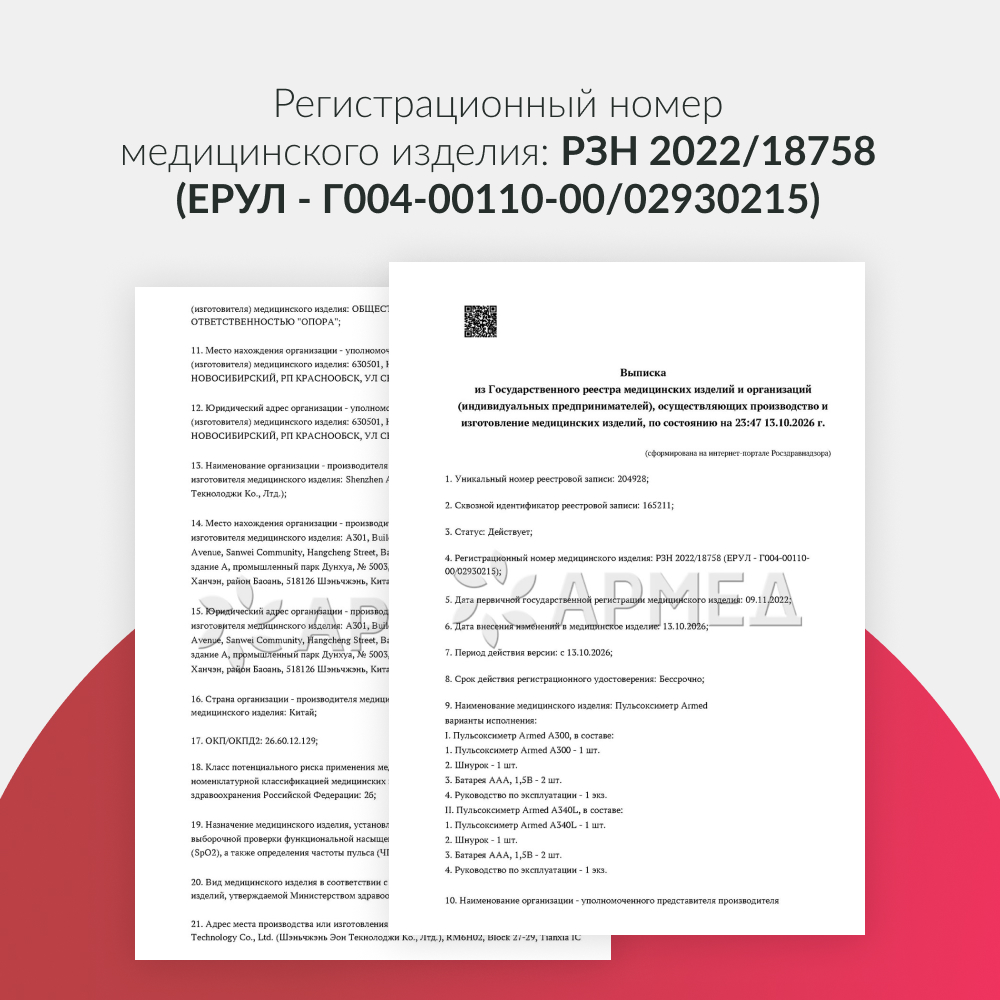 ПУЛЬСОКСИМЕТР Armed А300 (-)