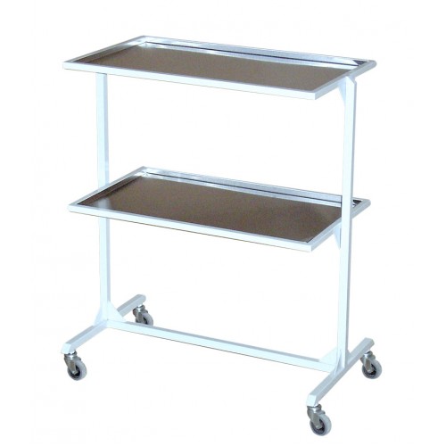 Столик процедурный металлический с двумя полками из нержавеющей стали. Каркас